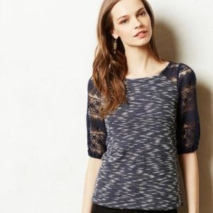 Anthropologie Patel Lace Sleeve Top